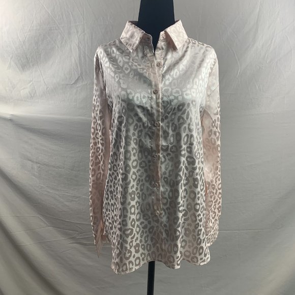 Leopard Jacquard Satin Shirt - Picture 5 of 9